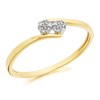 9ct Gold Diamond Double Cluster Crossover Ring - 5pts - D8014