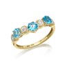9ct Gold Blue Topaz And Diamond Wishbone Ring - D8313