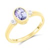 9ct Gold Rubover-Set Tanzanite And Diamond Ring - D8325