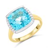 9ct Cushion Blue Topaz And Diamond Cluster Ring - D84107