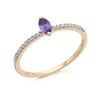 9ct Gold Marquise Amethyst And Diamond Ring - 8pts - D8447