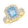 9ct Gold Blue Topaz And Diamond Cluster Ring - 20pts - D8477
