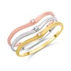 9ct Three Colour Diamond-Set Three Wave Rings - D8616