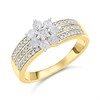 9ct Gold Three-Row Diamond Flower Cluster Ring, 1/2ct - D92119