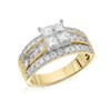 9ct Gold 2 Carat Princess Cut Diamond Triple Row Band Ring - D9266