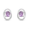 9ct White Gold Amethyst And Diamond Swirl Earrings - D94124