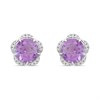 9ct White Gold Amethyst And Diamond Stud Earrings - D94126