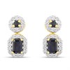 9ct Sapphire And Diamond Double Cluster Drop Earrings - D94131