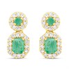 9ct Emerald And Diamond Double Cluster Drop Earrings - D94133