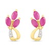 9ct Marquise Ruby And Diamond Stud Earrings - D94135