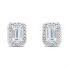 9ct White Gold Rectangular Aquamarine And Diamond Stud Earrings - D94136