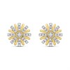 9ct Gold Diamond-Set Flower Stud Earrings - D94177