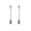9ct White Gold Tanzanite And Diamond Drop Earrings - 6pts per pair - D94502