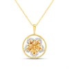 9ct Yellow Sapphire And Diamond Flower Necklace - D95150