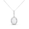 9ct White Gold Opal And Diamond Cluster Necklace - D95158
