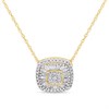 9ct Gold Cushion-Shaped Diamond Cluster Necklace - 1/4ct - D95163