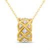9ct Gold Criss-Cross Diamond-Set Barrel Necklace - D95164