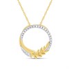 9ct Gold Diamond-Set Circle And Leaf Necklace - D95210