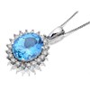 9ct White Gold Diamond And Blue Topaz Cluster Necklace - 1/2ct - D9549