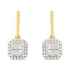 9ct Square Princess Cut And Round Diamond Cluster Earrings, 1/3ct/pair - D96100