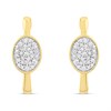 9ct Oval Pave-Set Diamond Cluster J-Wedding Earrings - D96101