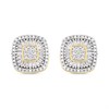 9ct Cushion-Shaped Diamond Cluster Stud Earrings, 35pts/pair - D96102