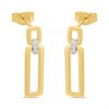9ct Double Open Rectangular Diamond Drop Earrings - D96105