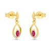 9ct Gold Marquise Ruby And Diamond Drop Earrings - D96108