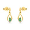 9ct Gold Marquise Emerald And Diamond Drop Earrings - D96109