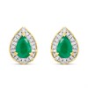 9ct Pear Emerald And Diamond Cluster Stud Earrings - D96118