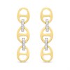 9ct Gold Diamond-Set Chain Link Drop Earrings - D96120