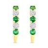 9ct Gold Emerald And Diamond Curved Stud Earrings - 8pts per pair - D9675
