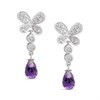 9ct White Gold Amethyst And Diamond Butterfly Drop Earrings - D9694