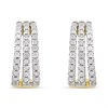 9ct Three Row Diamond-Set Half Hoop Earrings, 1/2ct/pair - D9698