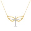 9ct Cross And Angel Wings Necklace - D97143
