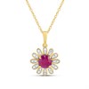 9ct Gold Ruby & Diamond Flower Necklace - D97146