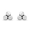 Silver Triple Flat Rounds Stud Earrings - F0155