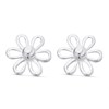 Silver Open Flower Stud Earrings - 7mm - F0233