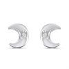 Silver Cubic Zirconia Crescent Moon Stud Earrings - F03113
