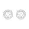 Silver Cubic Zirconia Heart In Circle Stud Earrings - 6mm - F04025