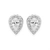 Silver Cubic Zirconia Pear Halo Stud Earrings - 8mm - F04141