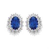 Silver Blue Cubic Zirconia Cluster Stud Earrings - 9mm - F04158
