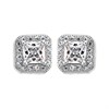 Silver Cubic Zirconia Halo Stud Earrings - 7mm - F04160