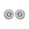 Silver Cubic Zirconia Halo Stud Earrings - 9mm - F04168