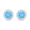 Silver Blue Cubic Zirconia Stud Earrings - 5mm - F04176