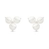 Silver Triple Simulated Pearl Stud Earrings - F04199