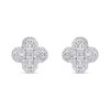 Silver Cubic Zirconia Clover Earrings - F04201