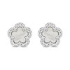 Silver C.Z. Mother Of Pearl Flower Stud Earrings - F04203
