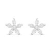 Silver CZ Flower Stud Earrings - F04213
