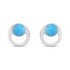 Silver Synthetic Opal Circle Stud Earrings- 6mm - F04248